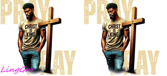 Afro Pray Black Man 16oz UV DTF TRANSFER Libbey Glass Can Cup Wrap-KA-192