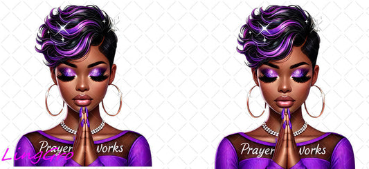 Afro Pray Black Woman 16oz UV DTF TRANSFER Libbey Glass Can Cup Wrap-KA-197