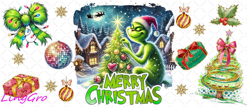 Christmas 16oz UV DTF TRANSFER Libbey Glass Can Cup Wrap-KA-2019