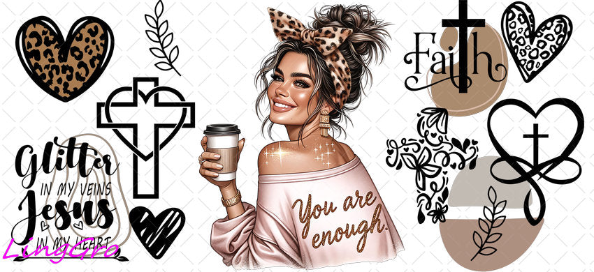 Afro Pray Black Woman 16oz UV DTF TRANSFER Libbey Glass Can Cup Wrap-KA-2033