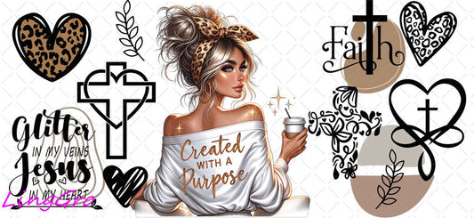 Afro Pray Black Woman 16oz UV DTF TRANSFER Libbey Glass Can Cup Wrap-KA-2034