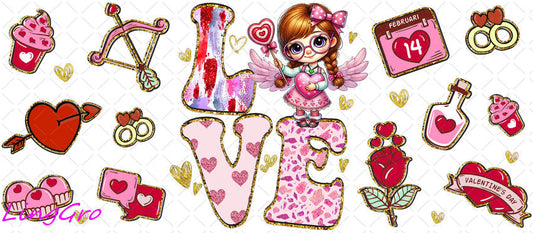 Valentine 16oz UV DTF TRANSFER Libbey Glass Can Cup Wrap-KA-2049