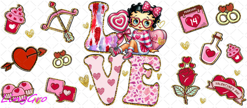 Valentine 16oz UV DTF TRANSFER Libbey Glass Can Cup Wrap-KA-2061