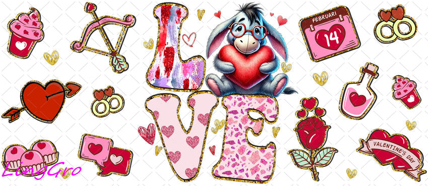 Valentine 16oz UV DTF TRANSFER Libbey Glass Can Cup Wrap-KA-2081