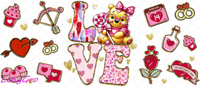 Valentine 16oz UV DTF TRANSFER Libbey Glass Can Cup Wrap-KA-2114