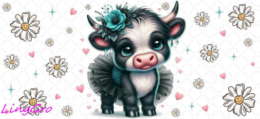 Cute Highland Cow 16oz UV DTF TRANSFER Libbey Glass Can Cup Wrap-KA-2138