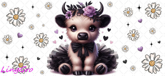 Cute Highland Cow 16oz UV DTF TRANSFER Libbey Glass Can Cup Wrap-KA-2148