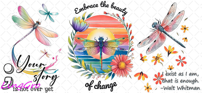 Dragonfly 16oz UV DTF TRANSFER Libbey Glass Can Cup Wrap-KA-2150