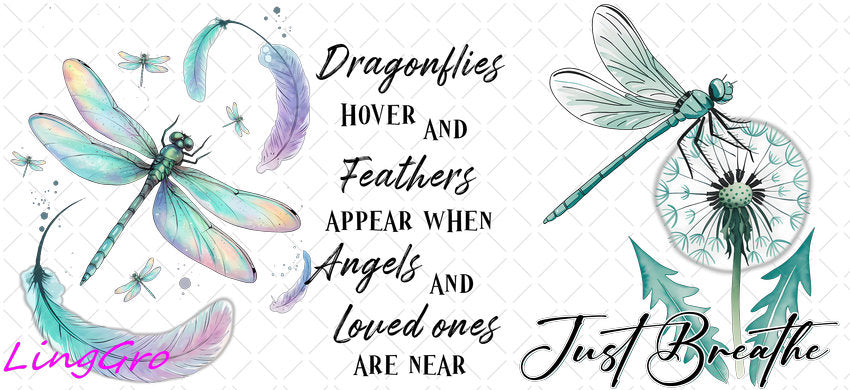 Dragonfly 16oz UV DTF TRANSFER Libbey Glass Can Cup Wrap-KA-2151