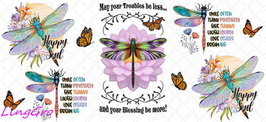 Dragonfly 16oz UV DTF TRANSFER Libbey Glass Can Cup Wrap-KA-2153