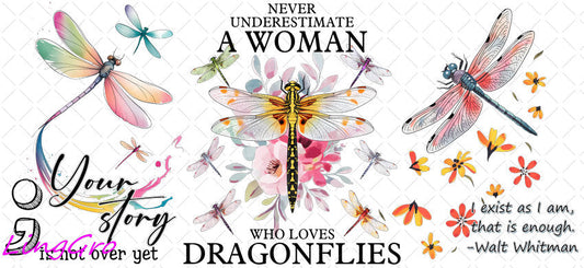 Dragonfly 16oz UV DTF TRANSFER Libbey Glass Can Cup Wrap-KA-2154