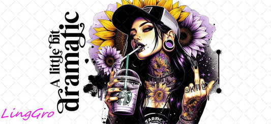 Badass Tattoo Girl 16oz UV DTF TRANSFER Libbey Glass Can Cup Wrap-KA-217