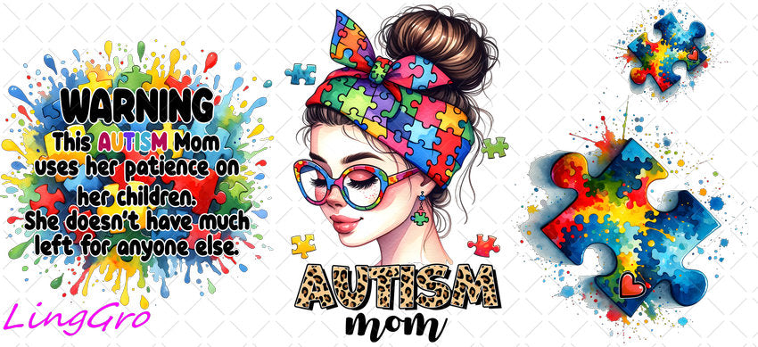 Autisum 16oz UV DTF TRANSFER Libbey Glass Can Cup Wrap KA-2187