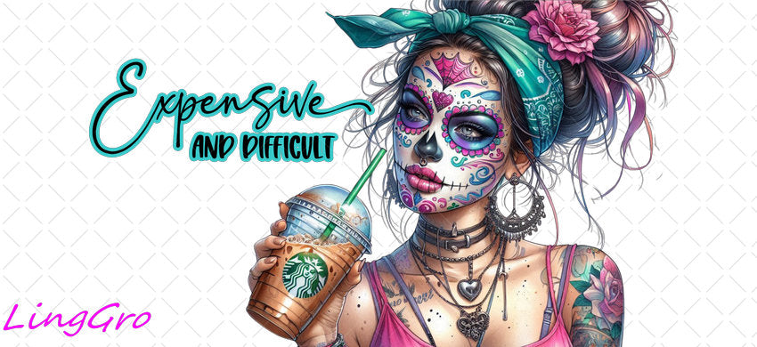 Badass Tattoo Girl 16oz UV DTF TRANSFER Libbey Glass Can Cup Wrap-KA-220