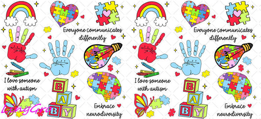 Autisum 16oz UV DTF TRANSFER Libbey Glass Can Cup Wrap KA-2254