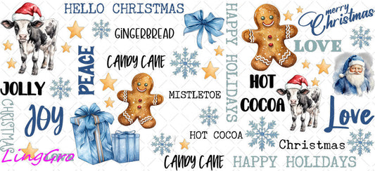 Christmas 16oz UV DTF TRANSFER Libbey Glass Can Cup Wrap KA-2292