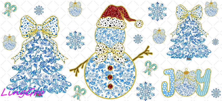 Christmas 16oz UV DTF TRANSFER Libbey Glass Can Cup Wrap KA-2302