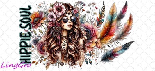 Badass Tattoo Girl 16oz UV DTF TRANSFER Libbey Glass Can Cup Wrap-KA-234