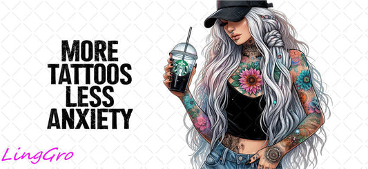 Badass Tattoo Girl 16oz UV DTF TRANSFER Libbey Glass Can Cup Wrap-KA-243