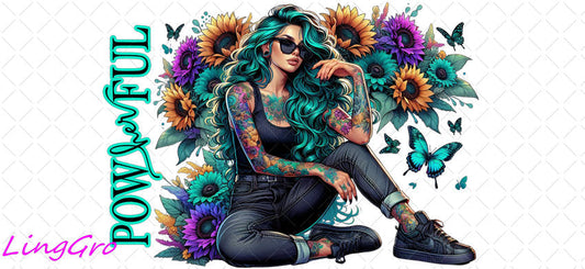 Badass Tattoo Girl 16oz UV DTF TRANSFER Libbey Glass Can Cup Wrap-KA-245