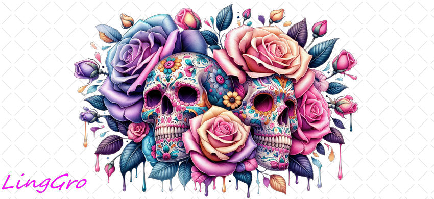 Skull 16oz UV DTF TRANSFER Libbey Glass Can Cup Wrap-KA-251