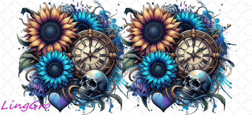 Skull 16oz UV DTF TRANSFER Libbey Glass Can Cup Wrap-KA-252