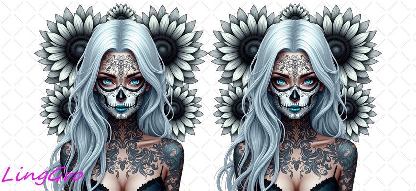 Badass Tattoo Girl 16oz UV DTF TRANSFER Libbey Glass Can Cup Wrap-KA-256