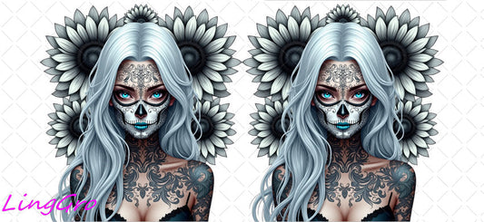 Badass Tattoo Girl 16oz UV DTF TRANSFER Libbey Glass Can Cup Wrap-KA-256