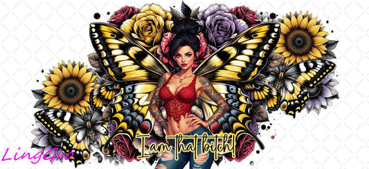 Badass Tattoo Girl 16oz UV DTF TRANSFER Libbey Glass Can Cup Wrap-KA-258