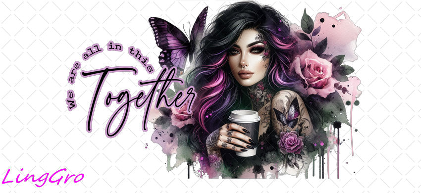 Badass Tattoo Girl 16oz UV DTF TRANSFER Libbey Glass Can Cup Wrap-KA-259
