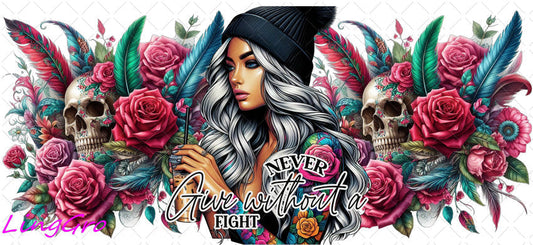 Badass Tattoo Girl 16oz UV DTF TRANSFER Libbey Glass Can Cup Wrap-KA-264