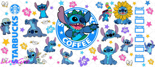 Stitch 16oz UV DTF TRANSFER Libbey Glass Can Cup Wrap KA-2657