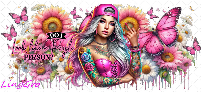 Badass Tattoo Girl 16oz UV DTF TRANSFER Libbey Glass Can Cup Wrap-KA-265
