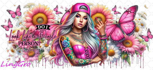 Badass Tattoo Girl 16oz UV DTF TRANSFER Libbey Glass Can Cup Wrap-KA-265