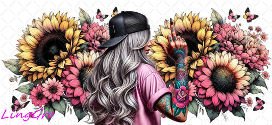 Badass Tattoo Girl 16oz UV DTF TRANSFER Libbey Glass Can Cup Wrap-KA-269