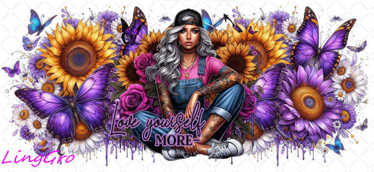 Badass Tattoo Girl 16oz UV DTF TRANSFER Libbey Glass Can Cup Wrap-KA-280