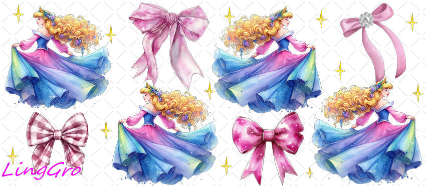 Disney Princess 16oz UV DTF TRANSFER Libbey Glass Can Cup Wrap KA-2966