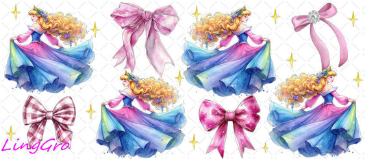 Disney Princess 16oz UV DTF TRANSFER Libbey Glass Can Cup Wrap KA-2966