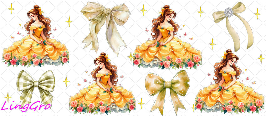 Disney Princess 16oz UV DTF TRANSFER Libbey Glass Can Cup Wrap KA-2967