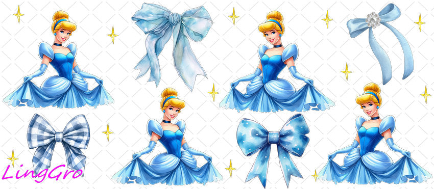 Disney Princess 16oz UV DTF TRANSFER Libbey Glass Can Cup Wrap KA-2969