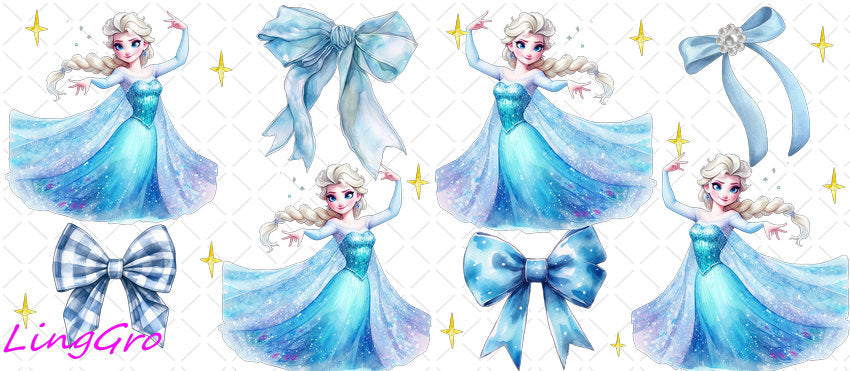 Disney Princess 16oz UV DTF TRANSFER Libbey Glass Can Cup Wrap KA-2974