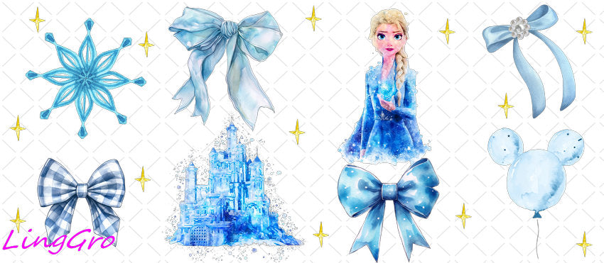 Disney Princess 16oz UV DTF TRANSFER Libbey Glass Can Cup Wrap KA-2975