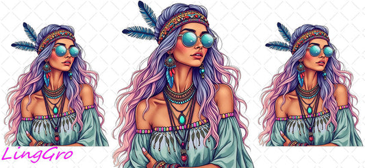 Badass Tattoo Girl 16oz UV DTF TRANSFER Libbey Glass Can Cup Wrap-KA-298