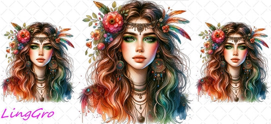 Badass Tattoo Girl 16oz UV DTF TRANSFER Libbey Glass Can Cup Wrap-KA-299