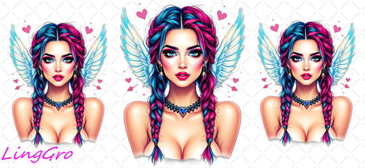 Badass Tattoo Girl 16oz UV DTF TRANSFER Libbey Glass Can Cup Wrap-KA-300