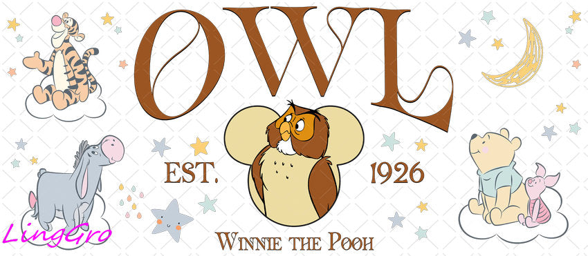 Disney Winnie The Pooh 16oz UV DTF TRANSFER Libbey Glass Can Cup Wrap KA-3014