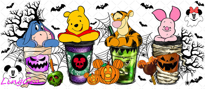 Disney Winnie The Pooh 16oz UV DTF TRANSFER Libbey Glass Can Cup Wrap KA-3026