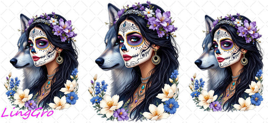 Badass Tattoo Girl 16oz UV DTF TRANSFER Libbey Glass Can Cup Wrap-KA-302