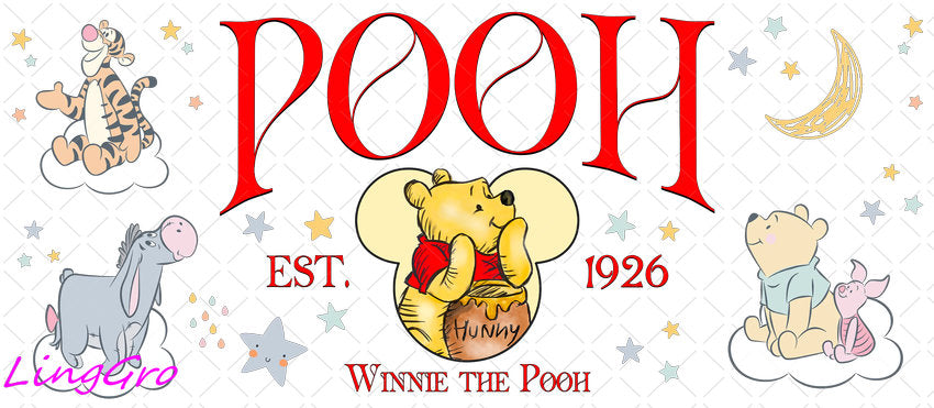 Disney Winnie The Pooh 16oz UV DTF TRANSFER Libbey Glass Can Cup Wrap KA-3035