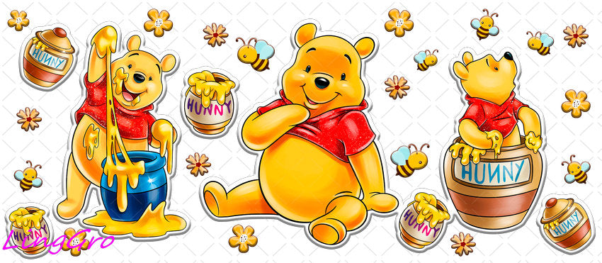 Disney Winnie The Pooh 16oz UV DTF TRANSFER Libbey Glass Can Cup Wrap KA-3050